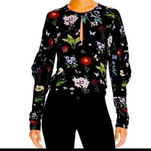 Joie Liseli Floral long sleeve keyhole top